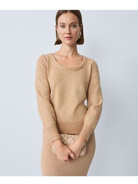 ANN TAYLOR Metallic Gold Sweater Size Sp